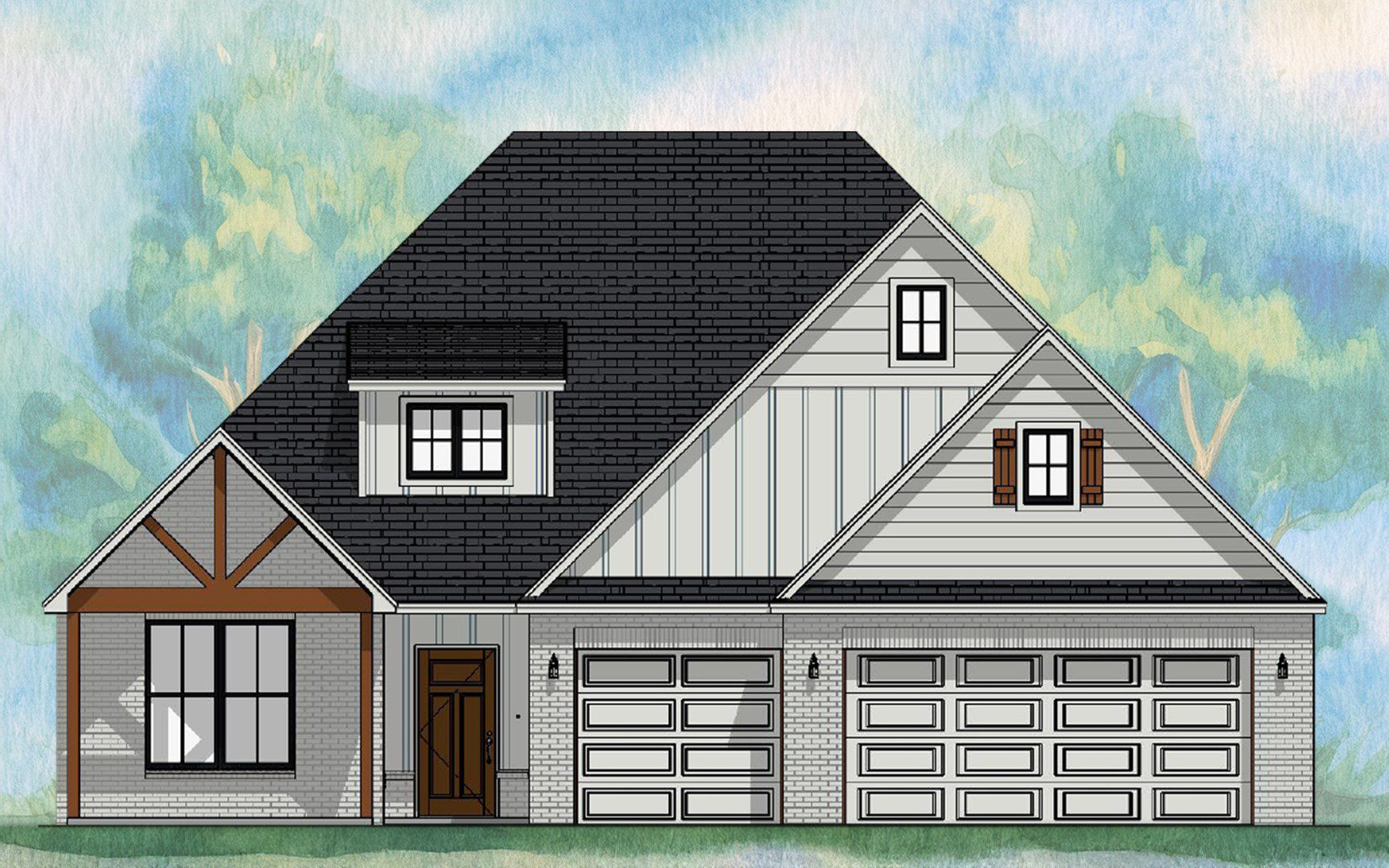 Windsor PI1 Elevation B (1920x1080) V25.1 Home Builders Tyler TX Lion's Reach Homes